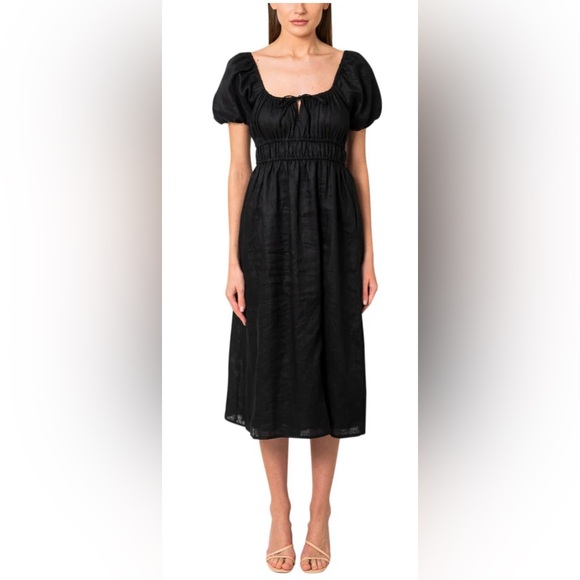 Faithfull the Brand Dresses & Skirts - Faithfull The Brand Terina Linen Midi Dress in Black